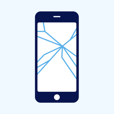 画面が割れたスマートフォンのイメージ